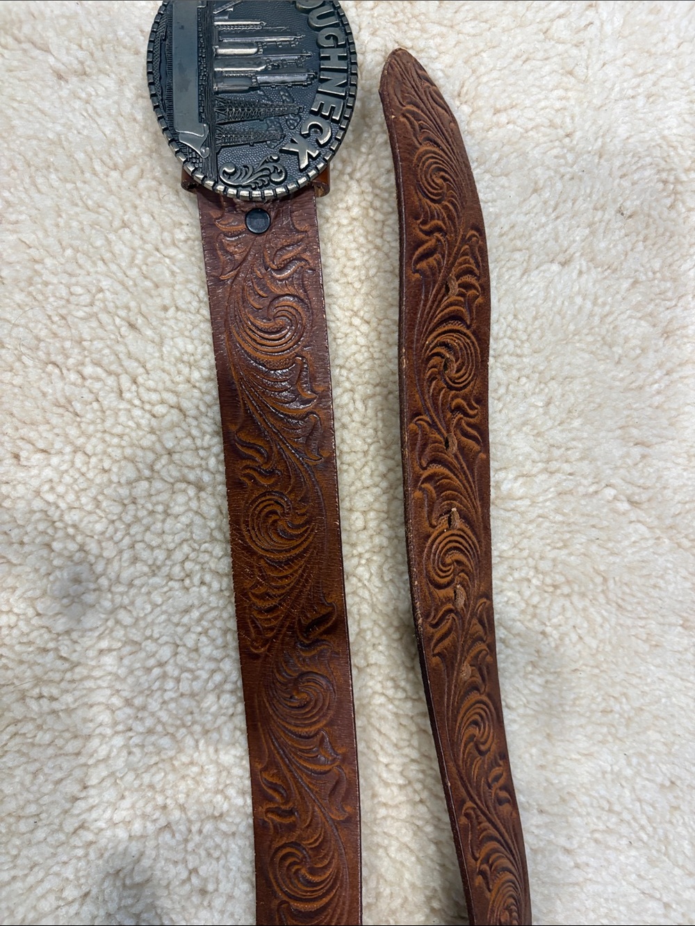 vintage western brass belt buckle produced by Award Design Medals, Inc.